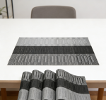 Black Placemats Set of 19 - Heat-Resistant Washable Non-Slip Vinyl Woven Table Mats, Wipeable for Kitchen Dining Indoor/Outdoor