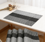 Black Placemats Set of 19 - Heat-Resistant Washable Non-Slip Vinyl Woven Table Mats, Wipeable for Kitchen Dining Indoor/Outdoor - Image 3