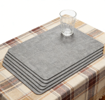 Faux Leather Placemats Set of 10 - Waterproof Wipe Clean Heat Resistant Anti-Slip, 17x12 inch, Grey, Indoor/Outdoor
