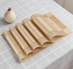 Heat-Resistant Placemats Set of 19 - Washable PVC Woven Vinyl, Non-Slip Gold, Table Protector for Kitchen Decor - Image 2