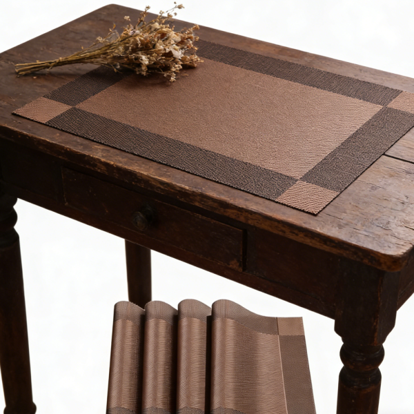 Table Placemats Set of 17 - Heat Resistant Insulation Non-Slip Vinyl, 18x12 inch, Dark Brown