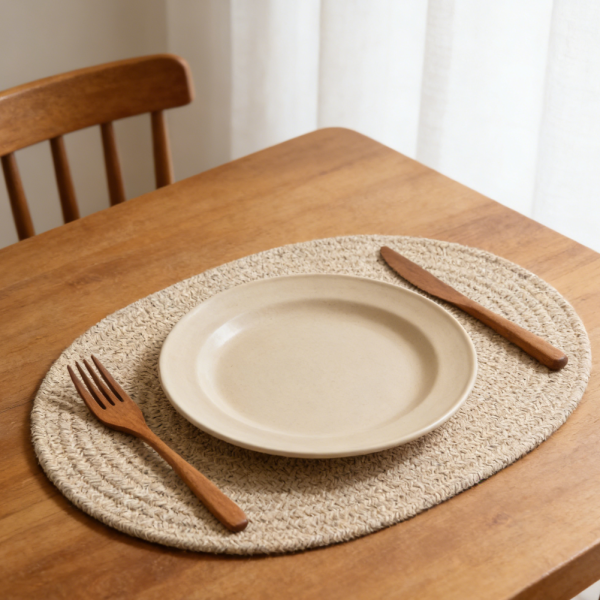 Oval Woven Placemats Set of 20 - Boho Cotton Rope Braided, 17x13 inch, Non-Slip Heat Resistant, Thick Hot Pads, Brown