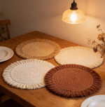 13 Inch Round Cotton Placemats Set of 20 - Boho Woven Washable Heat Resistant, Fall Farmhouse Decor - Image 2