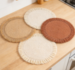 13 Inch Round Cotton Placemats Set of 20 - Boho Woven Washable Heat Resistant, Fall Farmhouse Decor
