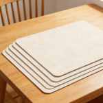 Faux Leather Placemats Set of 20 - Waterproof Wipe Clean Heat Resistant Anti-Slip, 17x12 inch, Beige, Indoor/Outdoor Dining - Image 2