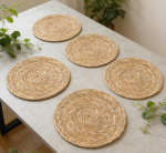 Round Woven Placemats Set of 20 - 12 inch Boho Rattan Natural Hand-Woven, Farmhouse Wicker, Charger Style - Image 2