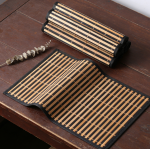 Bamboo Placemats Set of 20 with Leaf Pattern - 18x12 inch Woven, Washable Heat-Resistant, Black Leaf - Image 2