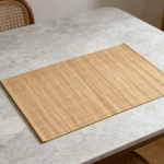 Bamboo Placemats Set of 20 - Woven Heat-Resistant Rectangular, Natural Rustic Japanese Style, Coffee - Image 2