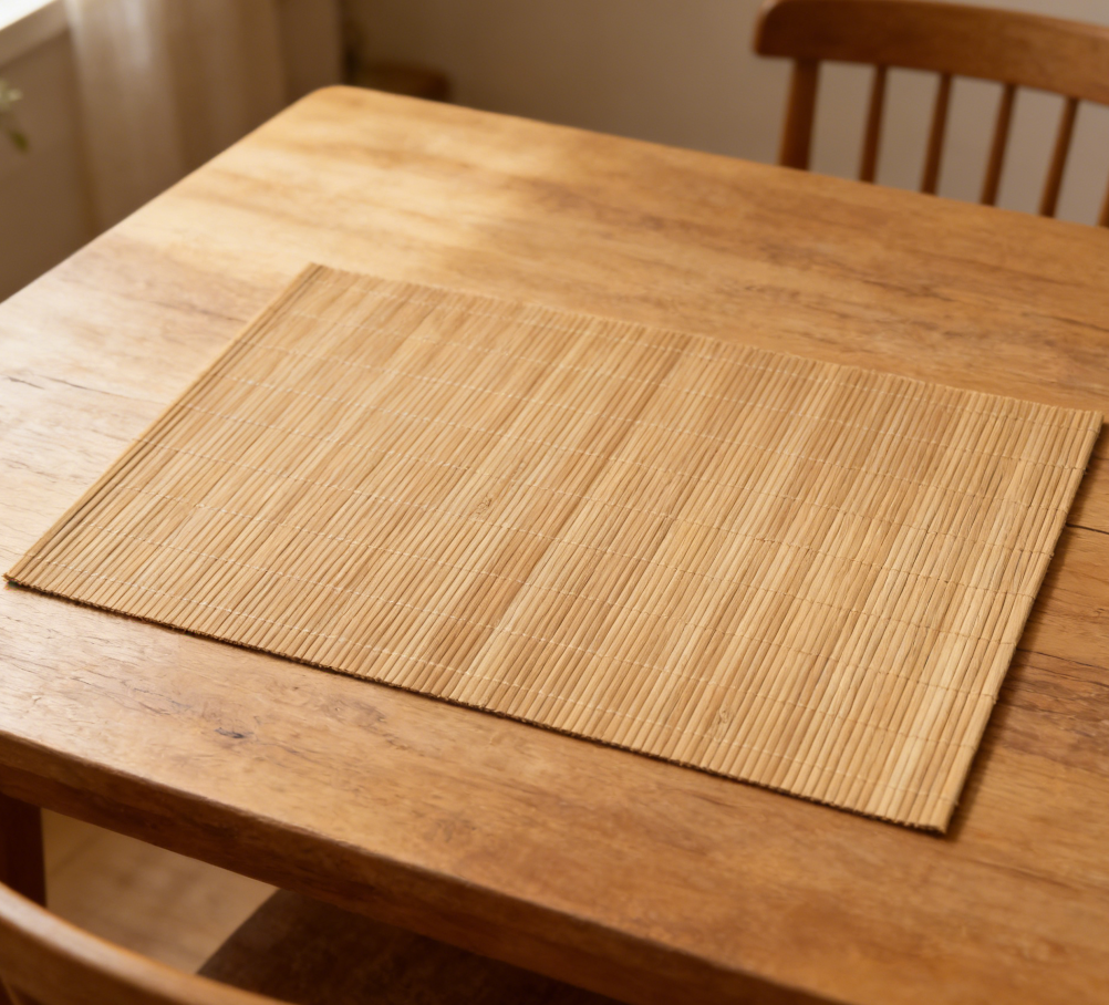 36 Bamboo Placemats Set of 20 - Woven Heat-Resistant Rectangular, Natural Rustic Japanese Style, Coffee - Image 1