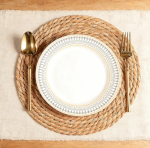 Handmade Heat Resistant 12" Round Woven Placemats Set of 20 - Wicker Boho Natural Water Hyacinth, Farmhouse - Image 3