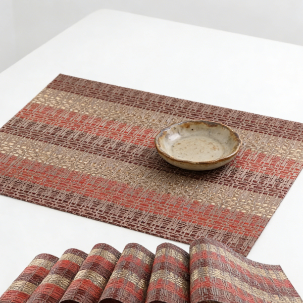 Red Placemats Set of 14 - Vintage Vinyl, 12x18 inch, Washable Wipeable Heat-Resistant Non-Slip, Indoor/Outdoor