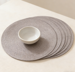 Round Braided Placemats Set of 20 - 15 inch Heat Resistant Washable Non-Slip Woven, Brown
