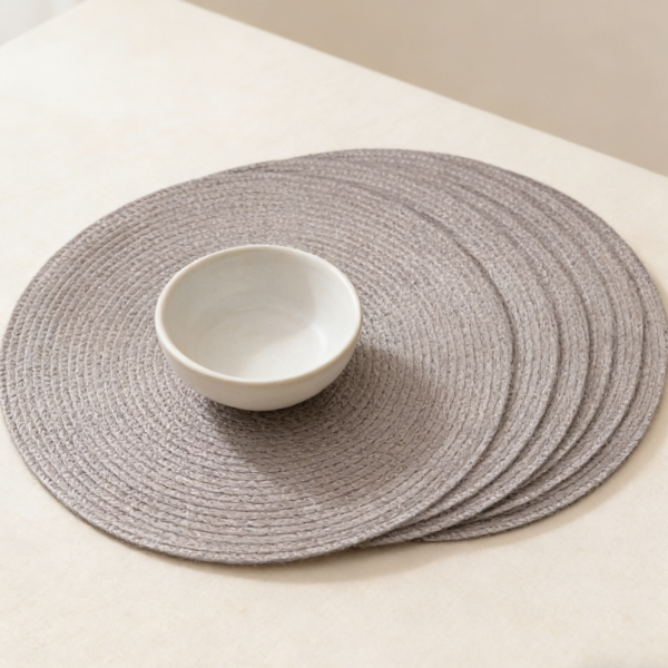 Round Braided Placemats Set of 20 - 15 inch Heat Resistant Washable Non-Slip Woven, Brown
