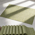 Vinyl Woven Placemats Set of 14 - Washable Non-Slip, Green - Image 2