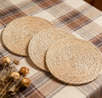 Woven Placemats Set of 20 - 10 Inch Small Rattan Wicker, Natural Farmhouse Jute Braided, Table Runner style - Image 2