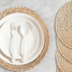 Woven Placemats Set of 20 - 10 Inch Small Rattan Wicker, Natural Farmhouse Jute Braided, Table Runner style