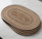 Oval Braided Placemats Set of 20 - Woven, 12x17.5 inch, Non-Slip Washable Heat Resistant, Brown