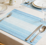 Placemats Set of 12 - 12x18 inch Washable Easy Clean Heat Resistant Wipeable, Blue, Holiday Party Decor