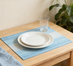 Placemats Set of 12 - 12x18 inch Washable Easy Clean Heat Resistant Wipeable, Blue, Holiday Party Decor - Image 3