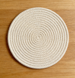 Round Placemats Set of 20 - Washable Thick Cotton Absorbent, 13 inch, Woven Fabric, Cream, Indoor/Outdoor - Image 2