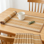 Bamboo Table Mats Set of 19 - 18x12 inch Natural Anti-Slip
