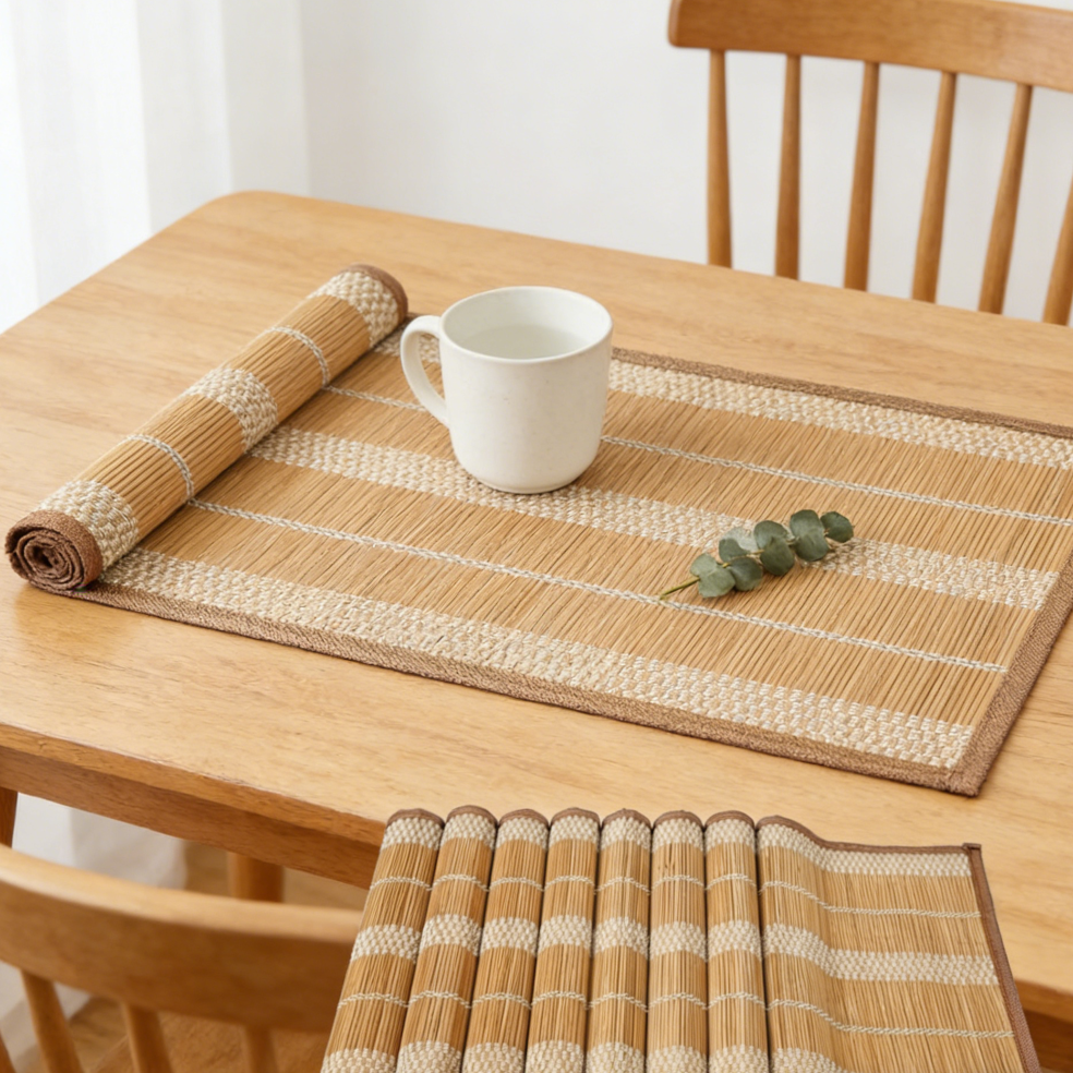 48 Bamboo Table Mats Set of 19 - 18x12 inch Natural Anti-Slip - Image 1