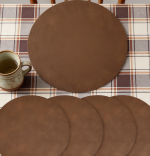 Brown Faux Leather Placemats Set of 20 - 15 Inch Waterproof Wipeable Heat Resistant Vinyl, Reversible - Image 2