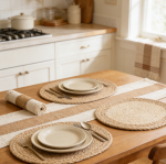 Handmade Placemats Set of 20 - Natural Cotton Burlap & Water Straw Woven, Macrame Farmhouse Style for Dining Table