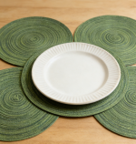 Round Placemats Set of 20 - Woven Heat Resistant Non-Slip, 14 Inch Diameter, Hunter Green