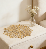 Set of 20 Round Gold Placemats - Heat-Resistant PVC with Metallic Glossy Finish, Easy Clean, Party Decor - Image 2