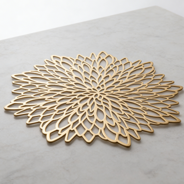 Set of 20 Round Gold Placemats - Heat-Resistant PVC with Metallic Glossy Finish, Easy Clean, Party Decor