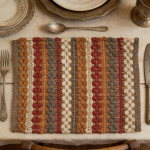 Gathered Pumpkin Chindi Placemat Set of 15 - Braided Cotton, 13x19 inch, Rustic Farmhouse Fall Decor - Image 2