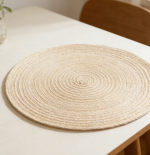 Braided Round Placemats Set of 12 - Woven Washable Non-Slip, 15 inch, Heat Resistant, Natural Fabric, Beige, Indoor/Outdoor - Image 3